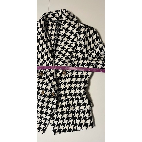 Military Jacket Gold Button Embellished Double Breasted Blazer Black White XS - Picture 6 of 8